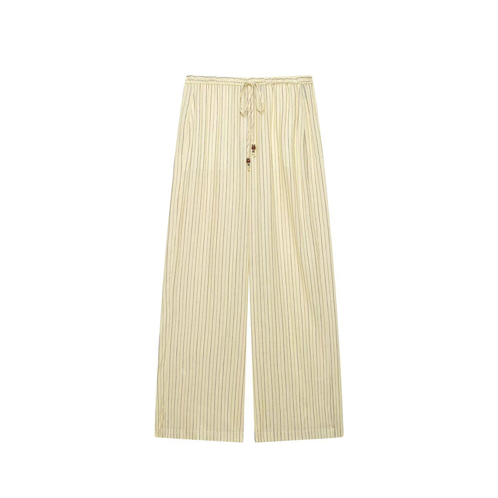 Damen Zweiteiliges gestreiftes Set aus Bluse mit Stehkragen und weiter Palazzohose Echo Archiv