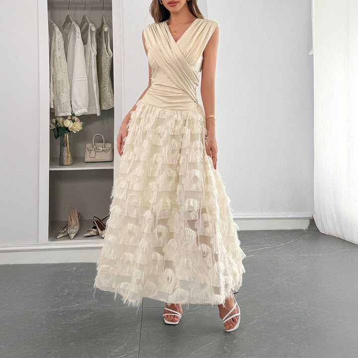 Damen Maxi-Faltenkleid mit Fransen Echo Archiv