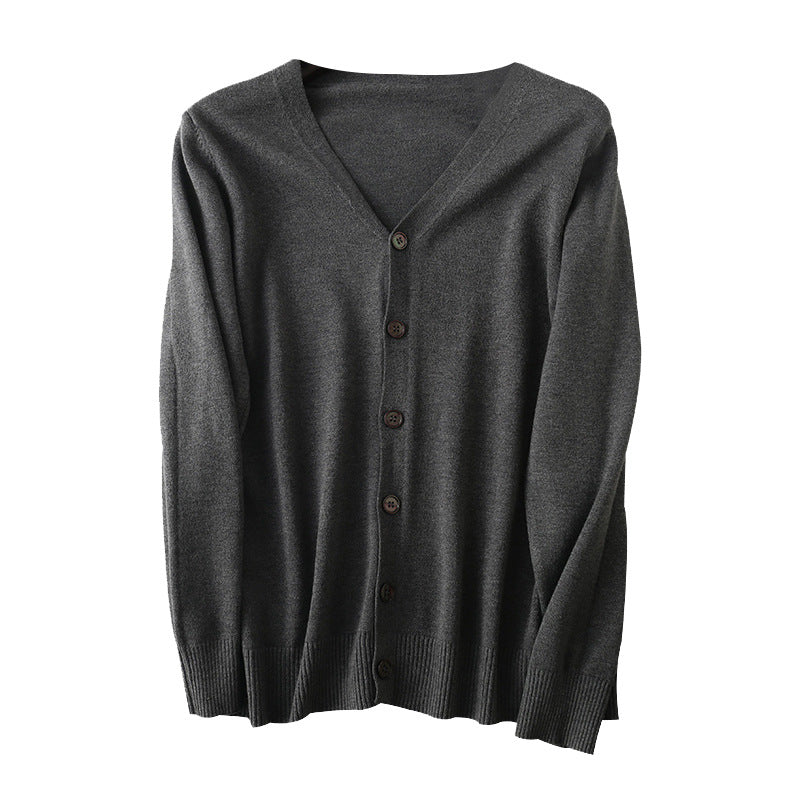 Herren Feiner V‑Ausschnitt-Cardigan aus leichtem Feinstrick mit geripptem Saum Echoarchiv