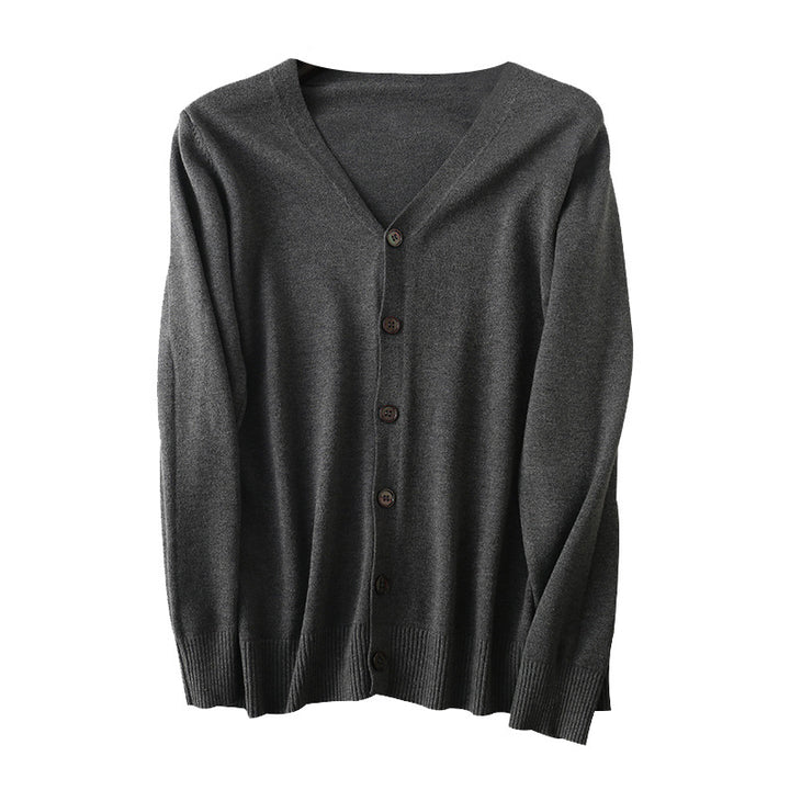 Herren Feiner V‑Ausschnitt-Cardigan aus leichtem Feinstrick mit geripptem Saum Echoarchiv