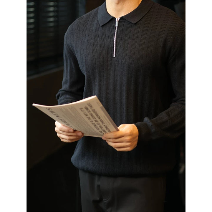 Herren Strickpullover mit Kragen und praktischem Reißverschluss Echoarchiv