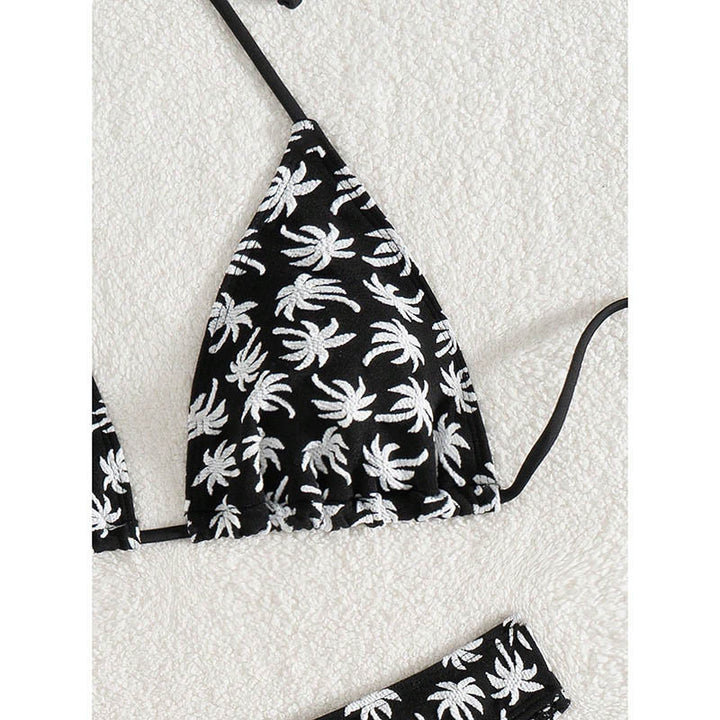 Damen Triangel-Bikini mit kontrastierendem Palmendruck Echo Archiv