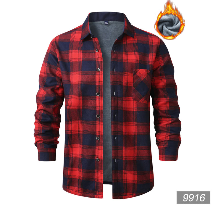 Herren nan kariertes Flanellhemd mit wärmender Fleece-Innenlage und aufgesetzter Brusttasche Echo Archiv