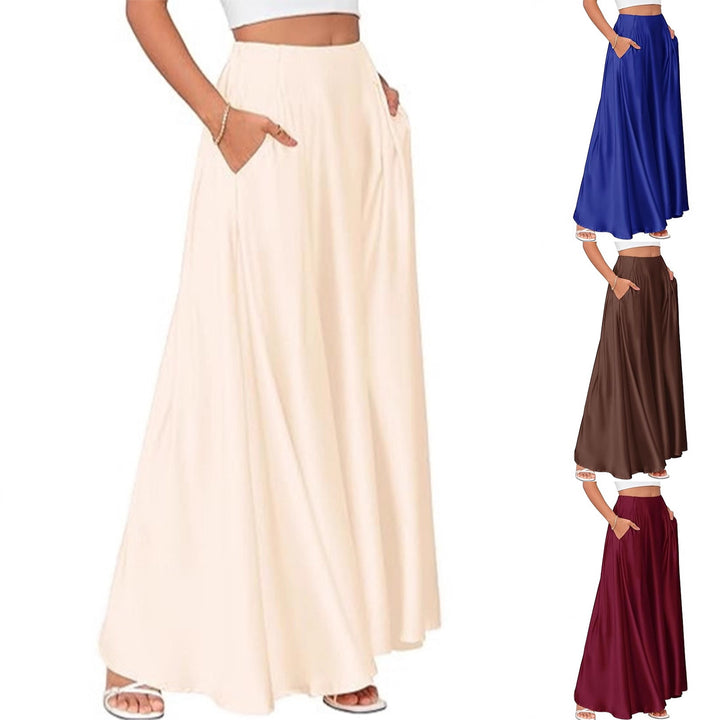 Damen Maxirock mit Taschen und taillenbetontem hoher Bund aus fließendem Chiffon Echoarchiv