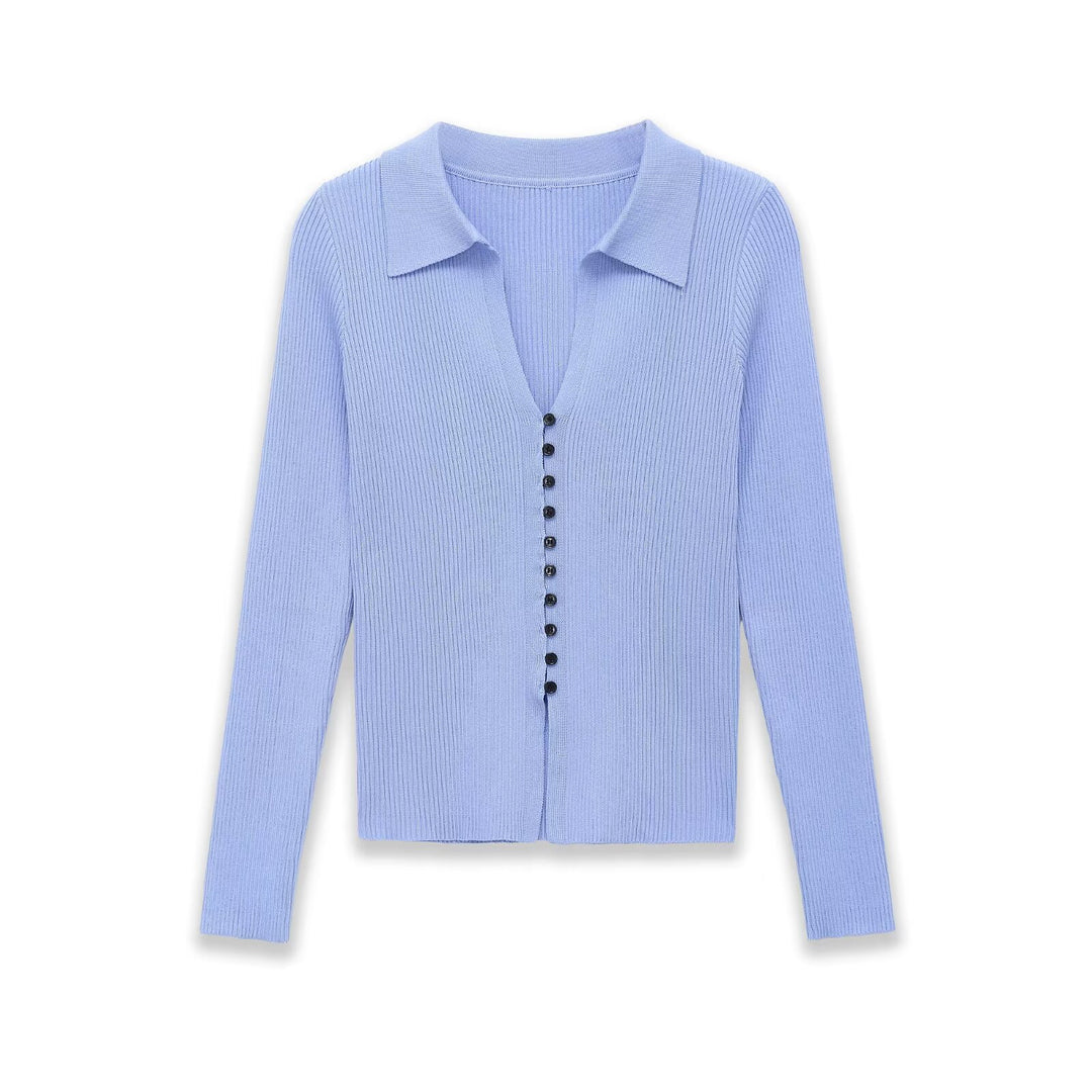 Damen Strickcardigan mit Rippenstruktur und Polokragen Echo Archiv