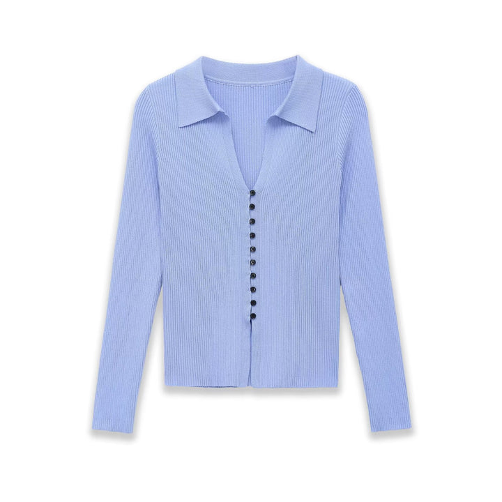 Damen Strickcardigan mit Rippenstruktur und Polokragen Echo Archiv