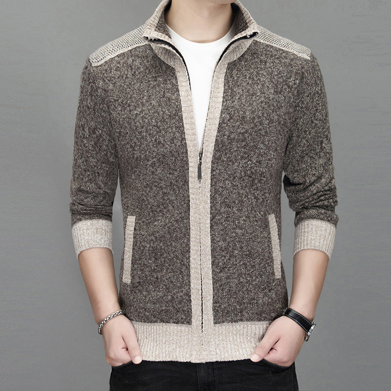 Herren Strickjacke mit modischem Zipper und hochgeschlossenem Kragen – Taviero