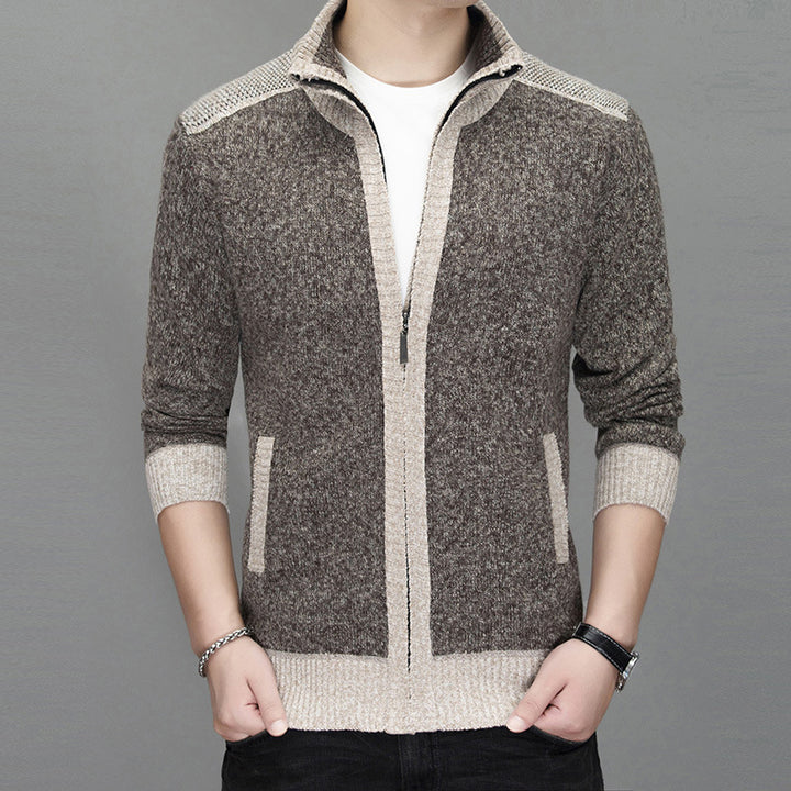 Herren Strickjacke mit modischem Zipper und hochgeschlossenem Kragen Echoarchiv