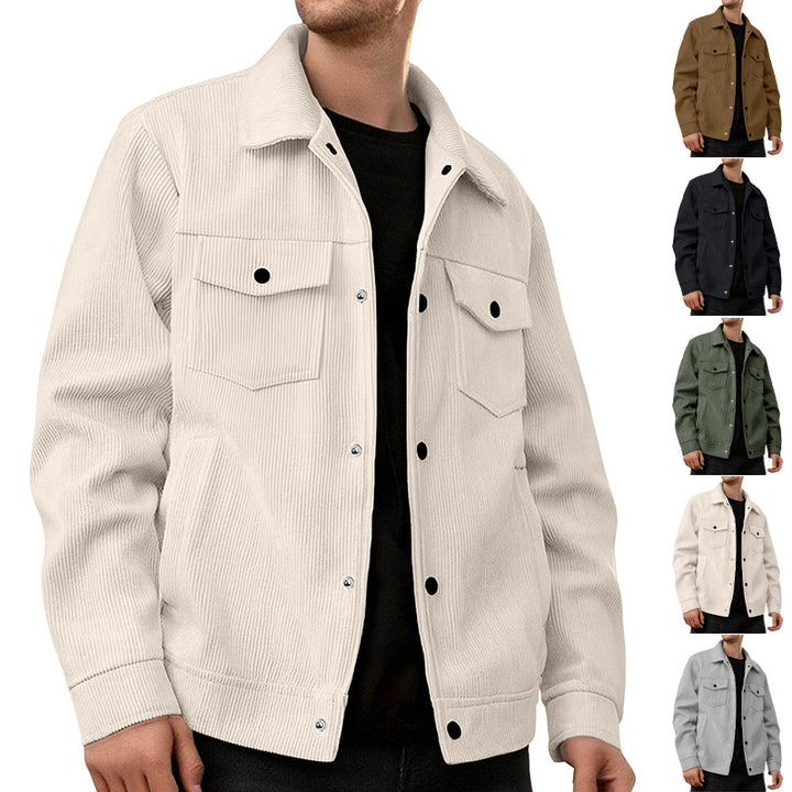 Herren nan Cordjacke im klassischen Arbeiterjacken-Schnitt mit Druckknöpfen und Brusttaschen Echo Archiv