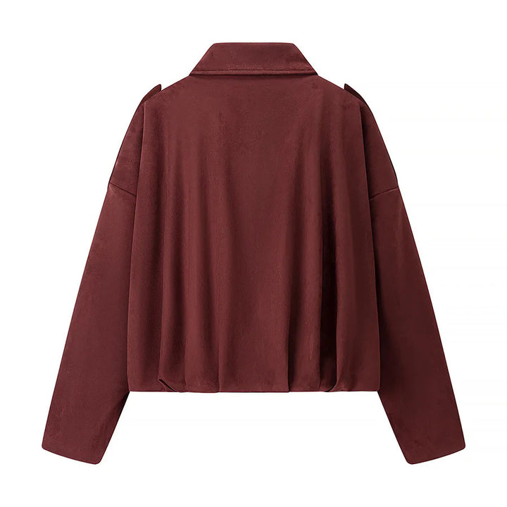 Damen nan cropped Boxy-Blouson mit Hemdkragen, verdeckter Frontleiste und elastischem Saum Echo Archiv