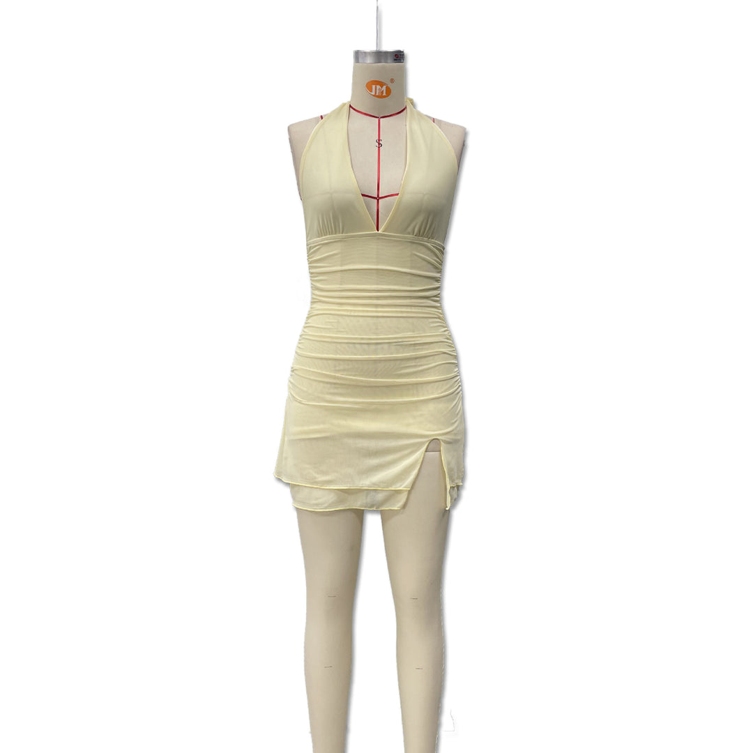 Damen Halterkleid mit tiefem Ausschnitt und sexy Schlitz Echo Archiv