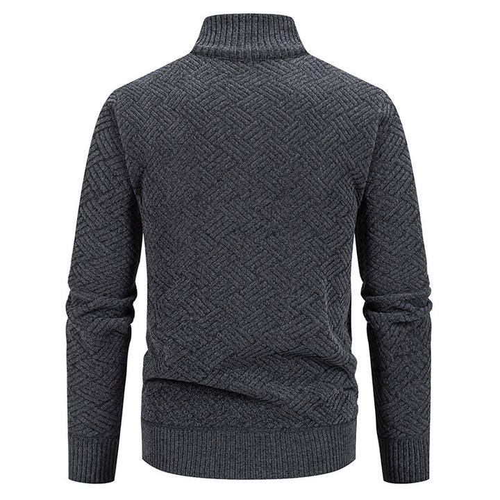 Herren Strick-Zipjacke mit geometrischem Strukturmuster und Stehkragen Echo Archiv