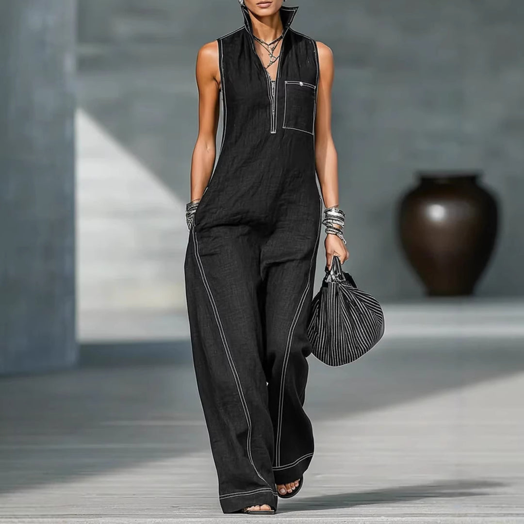Damen Utility-Jumpsuit mit hochgeschlossenem Kragen und tiefem Reißverschluss Echo Archiv