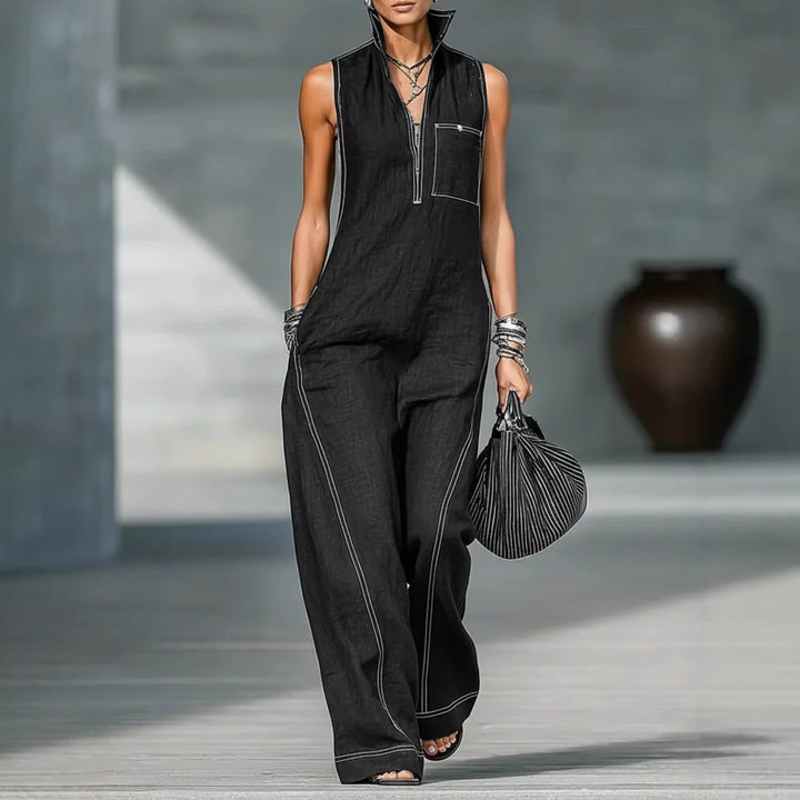 Damen Utility-Jumpsuit mit hochgeschlossenem Kragen und tiefem Reißverschluss Echo Archiv