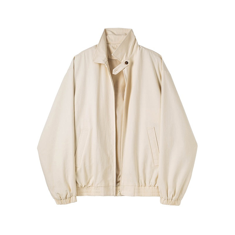 Herren Minimalistische Harrington-Übergangsjacke mit Stehkragen, Kinnschutzriegel und elastischem Saum Echoarchiv