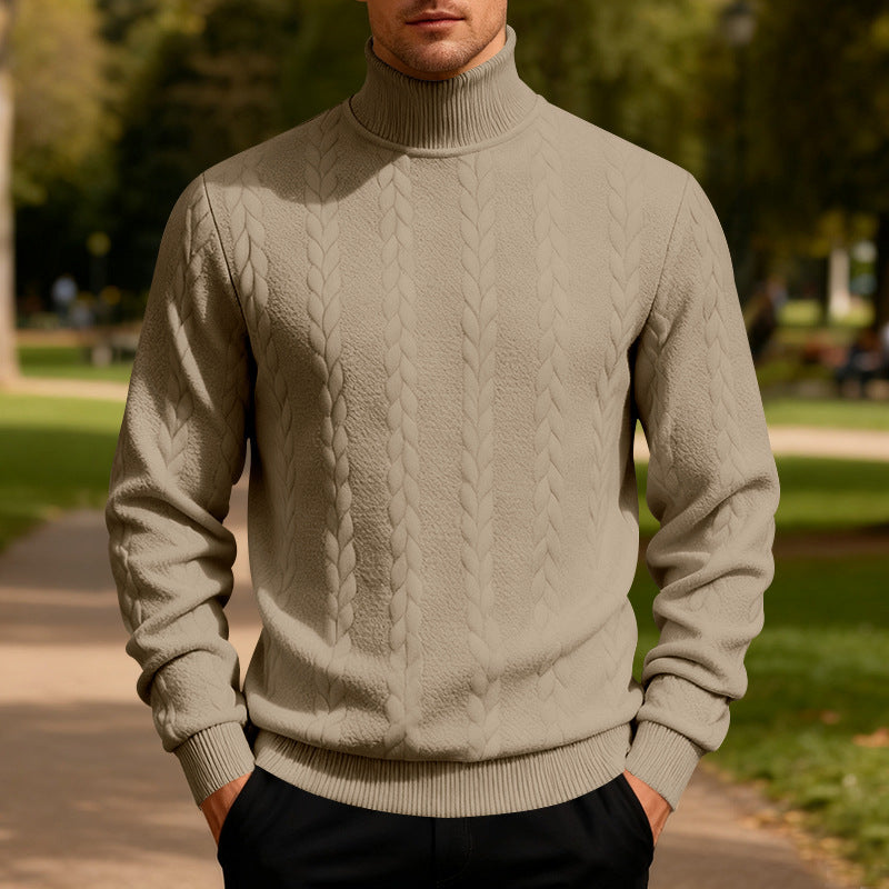 Herren Strickpullover mit Stehkragen und Zopfmuster Echoarchiv