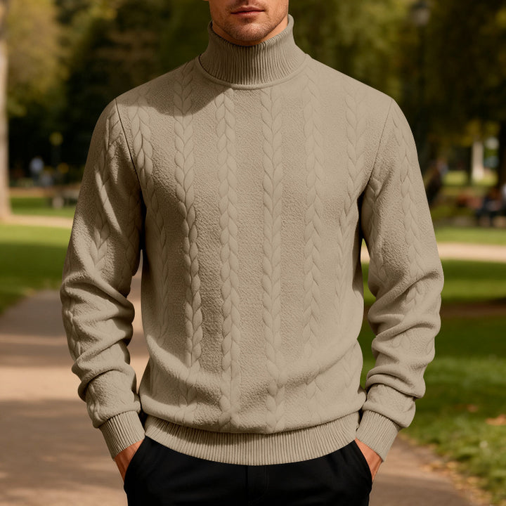 Herren Strickpullover mit Stehkragen und Zopfmuster Echoarchiv
