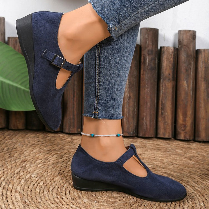 Damen Komfort-Keilabsatz-Ballerina aus Veloursleder – Lioré