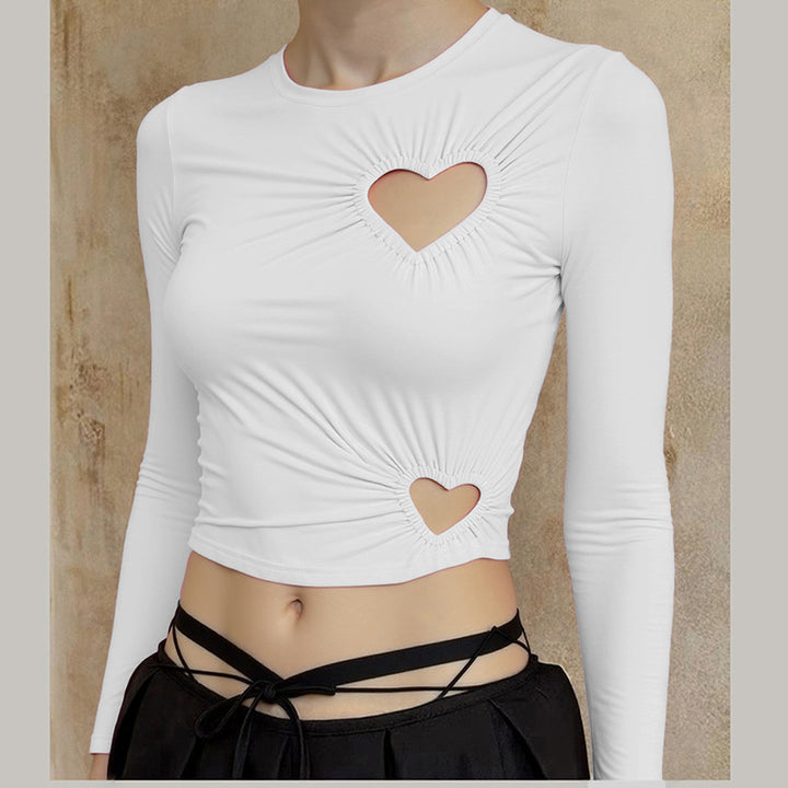 Damen Crop-Top mit herzförmigen Cut-outs und modischem Raffungselement Echo Archiv