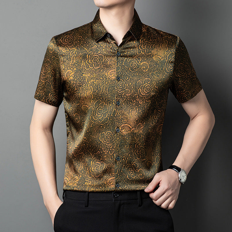 Herren Kurzarmhemd im floralen Design Echoarchiv
