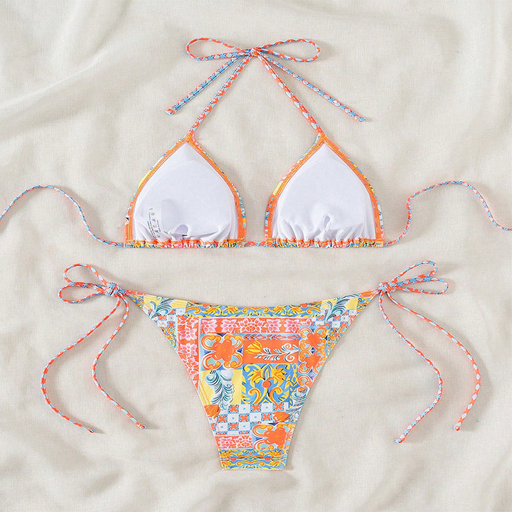Damen Triangel-Bikini mit verspieltem Blumenmuster und verstellbaren Trägern Echo Archiv