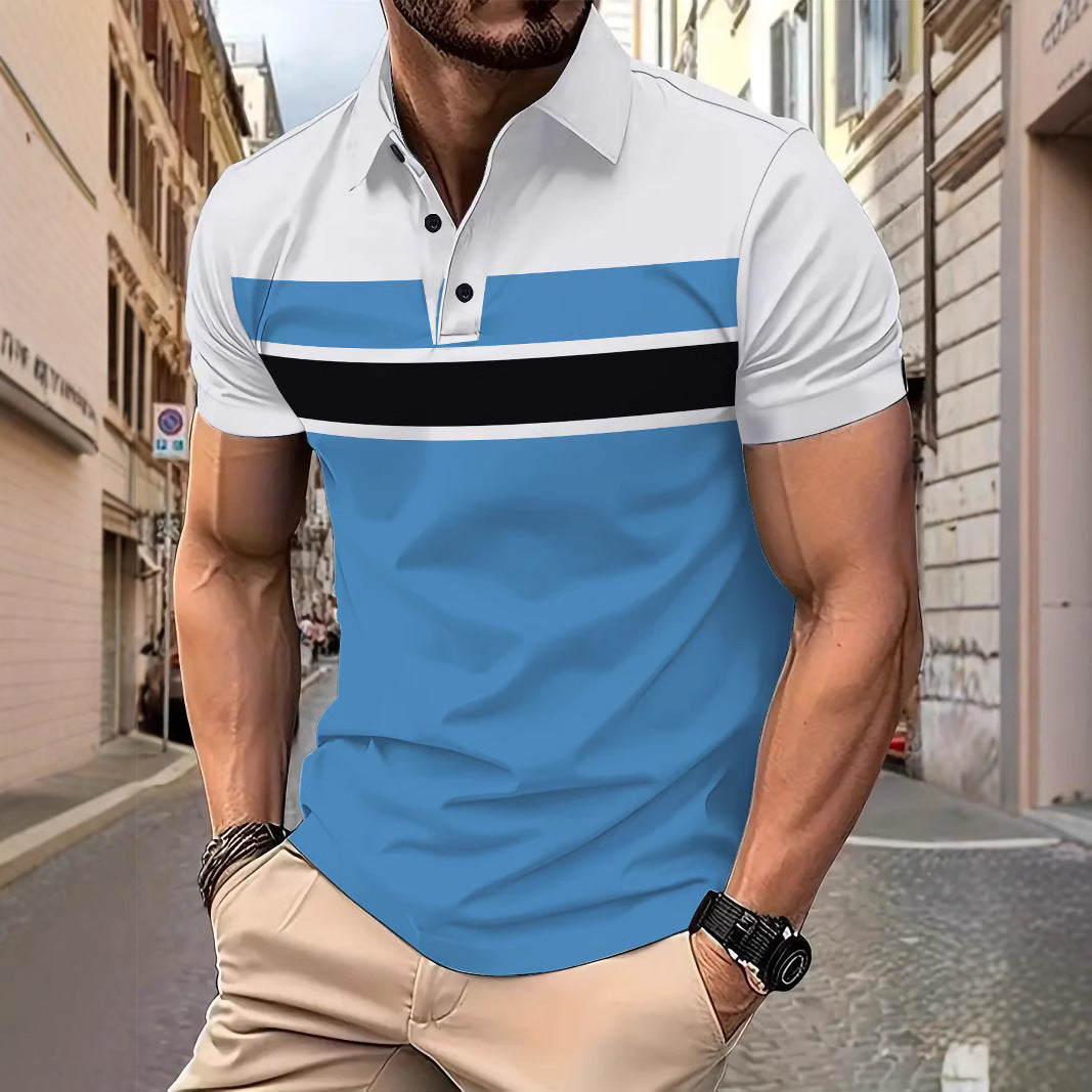 Herren Kurzarm Poloshirt mit modernem Streifenmuster Echoarchiv