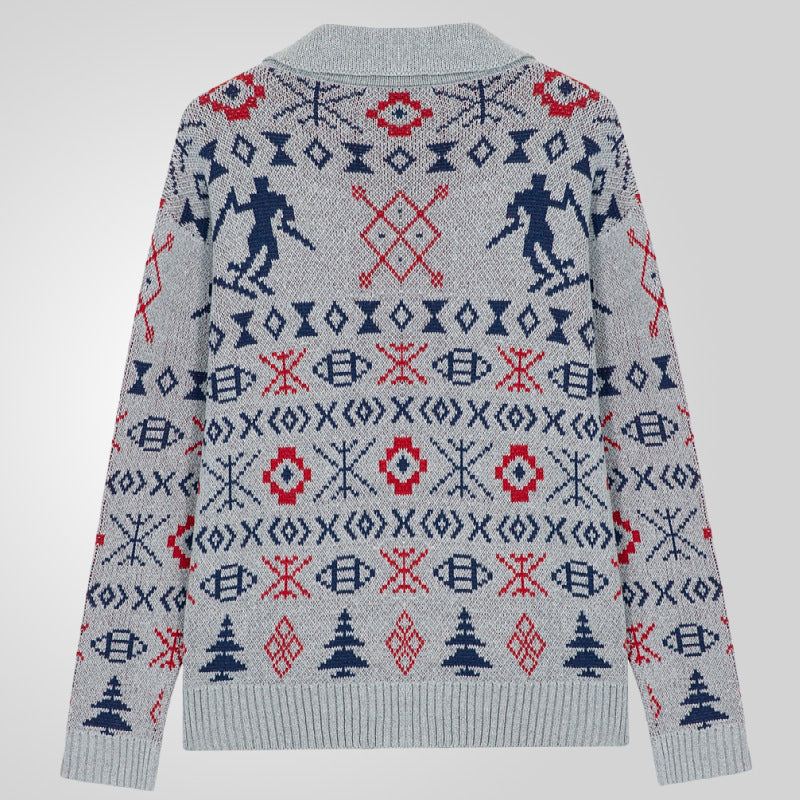 Herren Strickjacke mit exklusivem Norweger-Muster und praktischen Taschen Echoarchiv