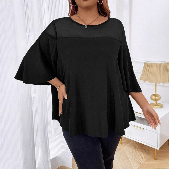 Damen Weites Chiffon-Tunika-Top mit transparentem Einsatz und Flügelärmeln Echo Archiv