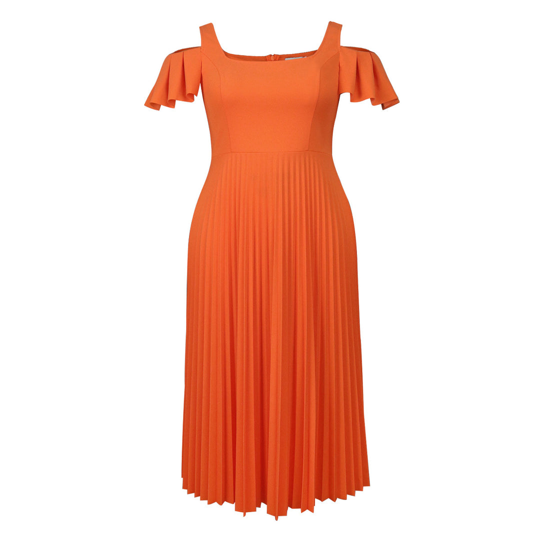 Damen plissiertes Kleid mit schulterfreien Rüschen Echo Archiv