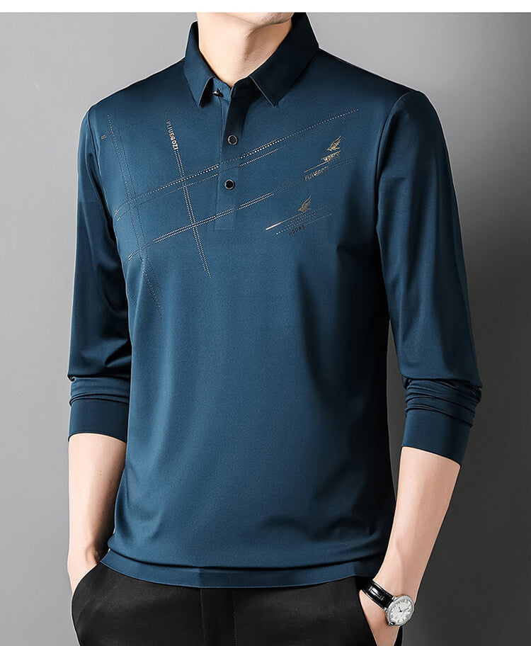 Herren Sportliches Langarm Poloshirt mit innovativem Design Echoarchiv