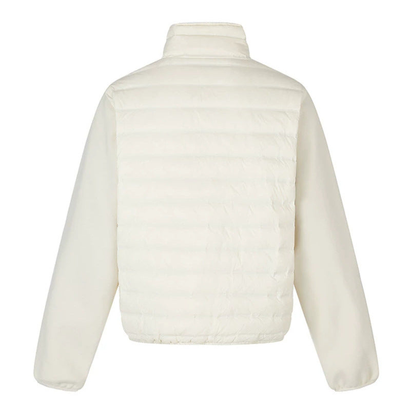 Damen gesteppte Hybrid-Jacke mit asymmetrischem Schalkragen und elastischem Bund Echoarchiv