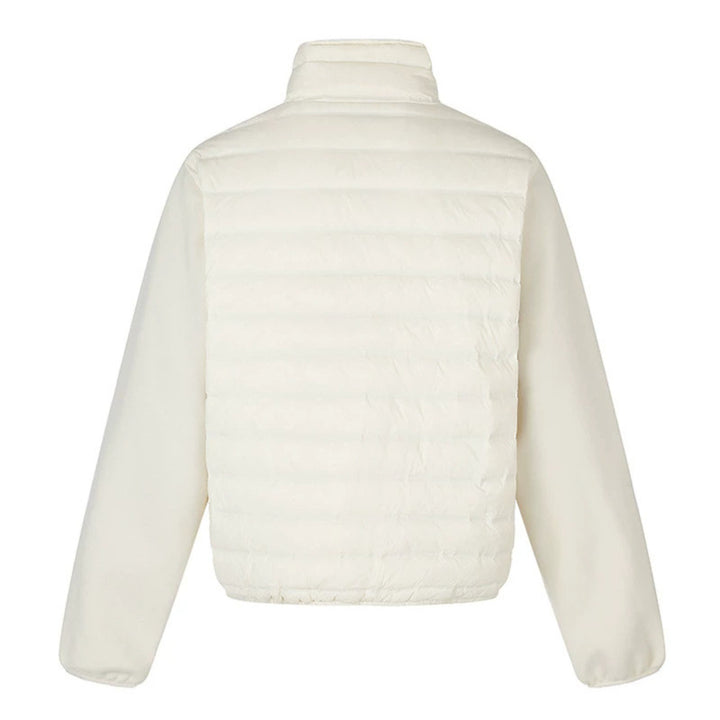 Damen gesteppte Hybrid-Jacke mit asymmetrischem Schalkragen und elastischem Bund Echoarchiv