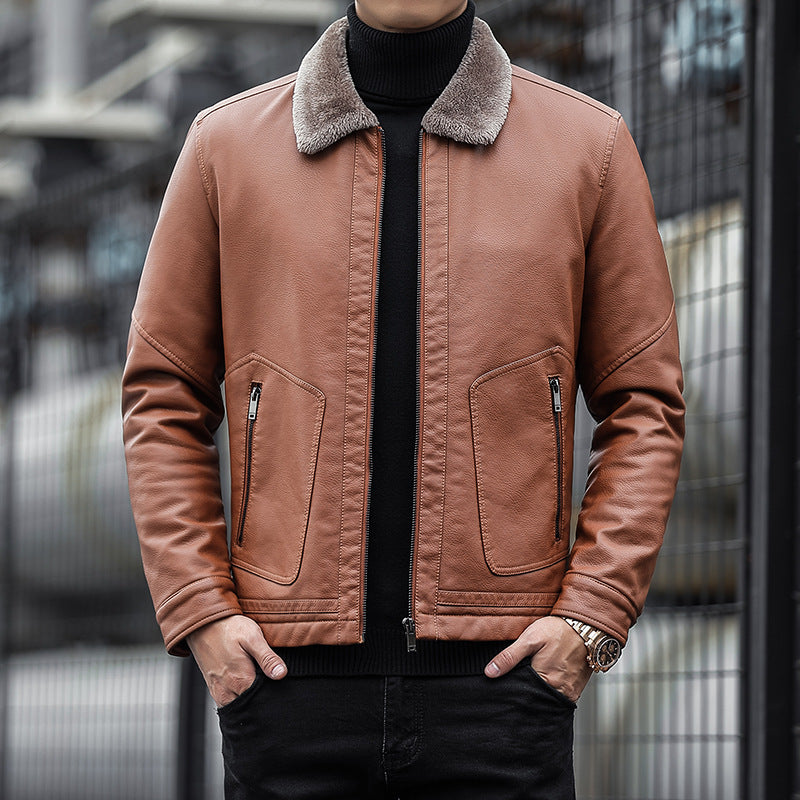 Herren Moderner Kunstlederblouson mit Teddykragen Echo Archiv