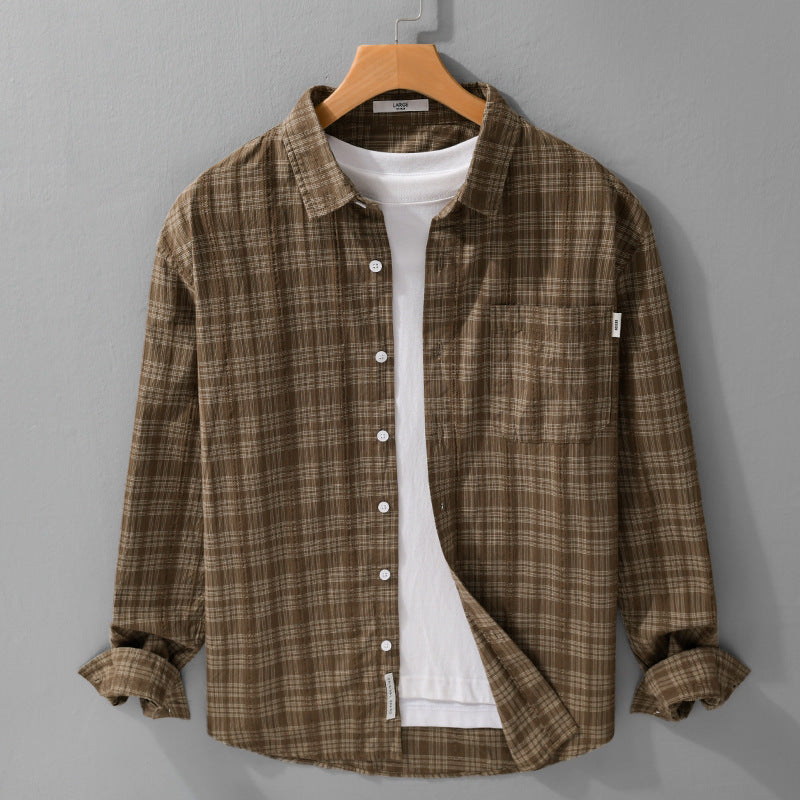 Herren Karierter Baumwoll-Overshirt im Relaxed-Fit mit Brusttasche und Soft‑Touch Echoarchiv