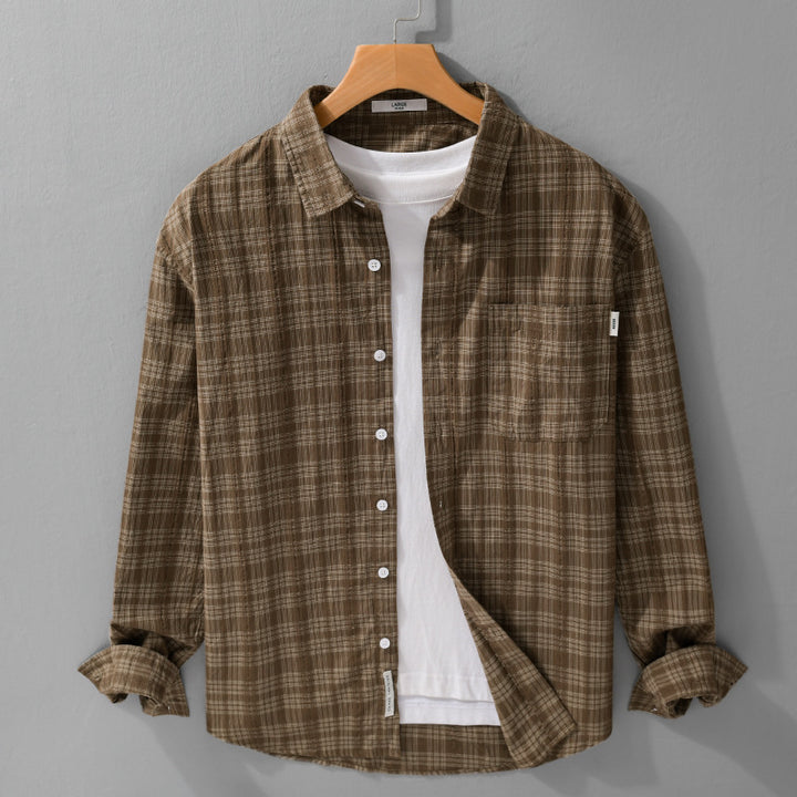 Herren Karierter Baumwoll-Overshirt im Relaxed-Fit mit Brusttasche und Soft‑Touch Echoarchiv