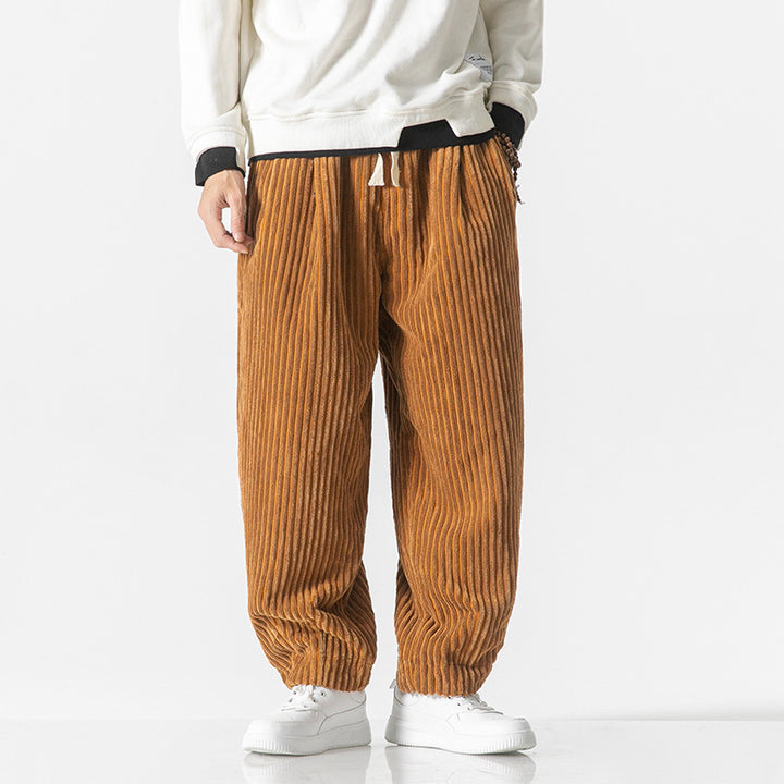 Herren nan weite Breitcord-Hose mit elastischem Bund, Kordelzug und tiefen Eingrifftaschen Echo Archiv