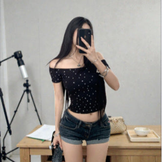 Damen Off-Shoulder Shirt mit subtilen Muster Echo Archiv