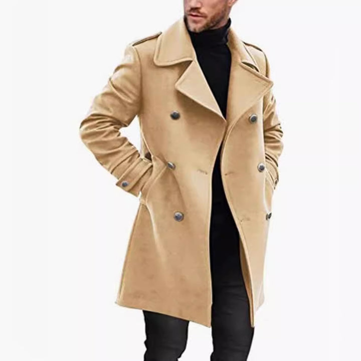 Herren eleganter, doppelreihiger Wollmantel Echoarchiv