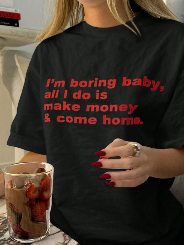 Damen T-Shirt mit kreativem Grafikdruck und luxuriösen Paillettenakzenten Echo Archiv