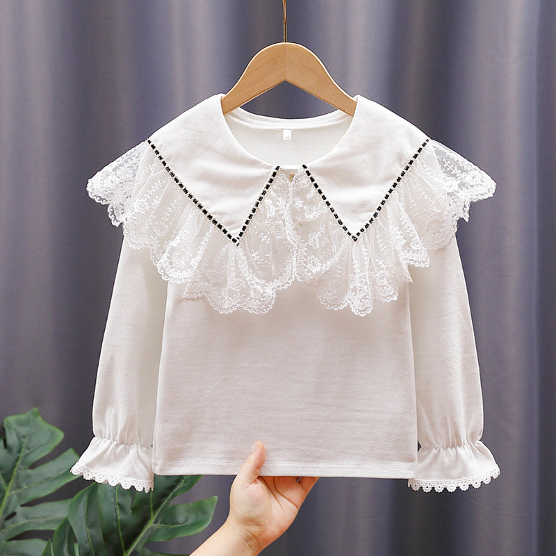 Damen Vintage Langarmshirt mit Spitzenkragen Echo Archiv