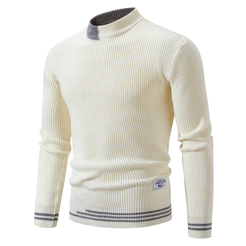 Herren nan gerippter Feinstrickpullover mit Stehkragen und kontrast-Blockdesign Echo Archiv