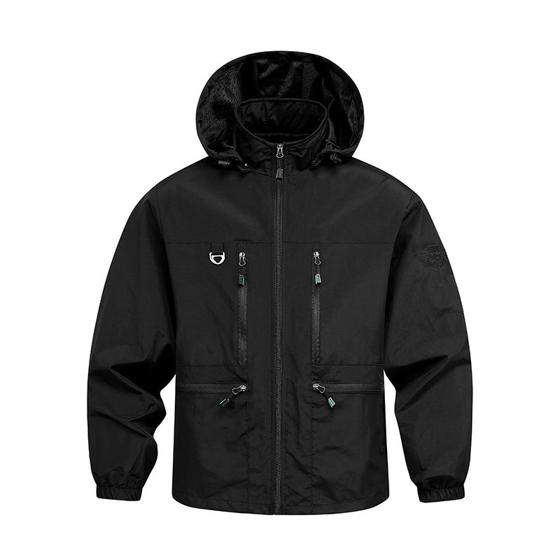 Herren Wasserdichte Funktionsjacke mit verstellbarer Kapuze