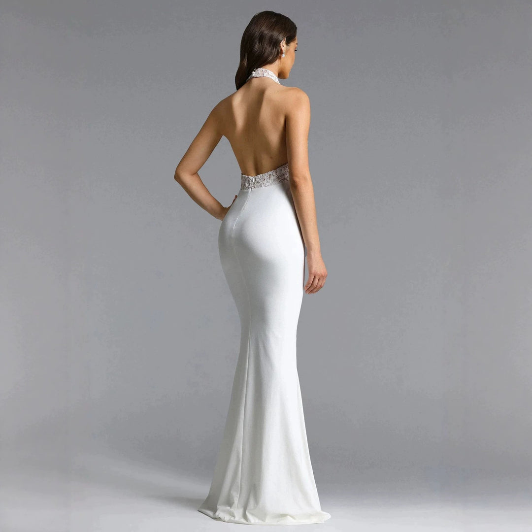 Damen Elegantes Bodenkonturen-Abendkleid mit Spitzenoberteil Echo Archiv
