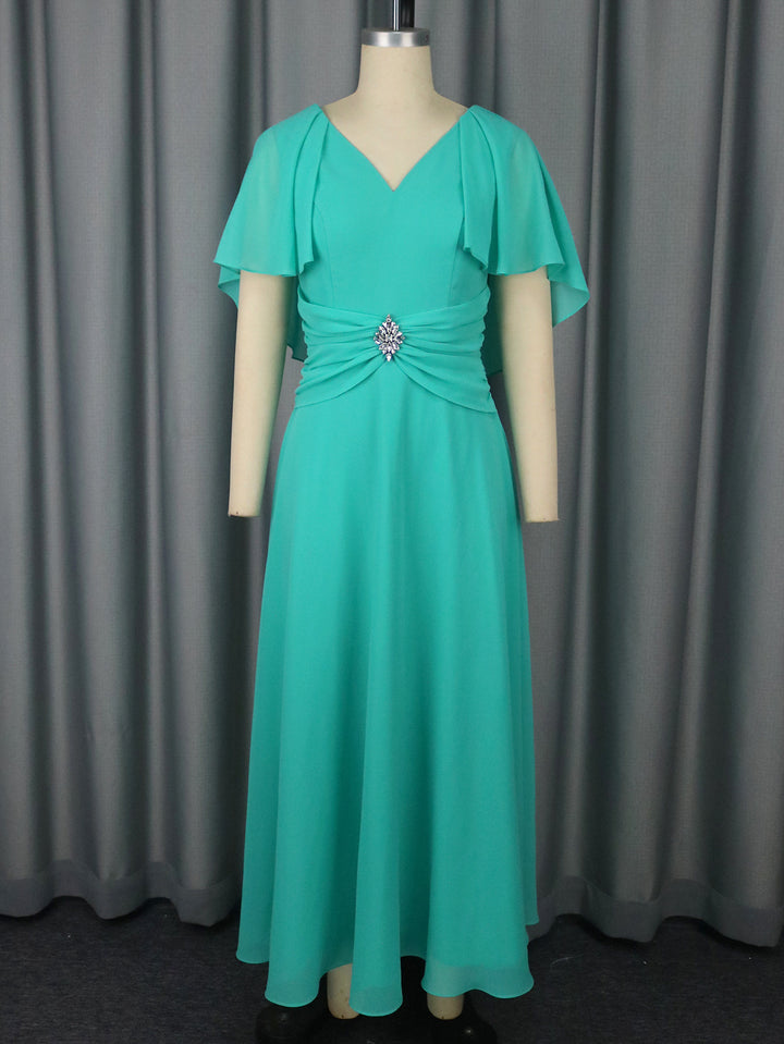 Damen elegantes Maxi-Kleid mit schickem Faltendesign und glamouröser Brosche Echo Archiv