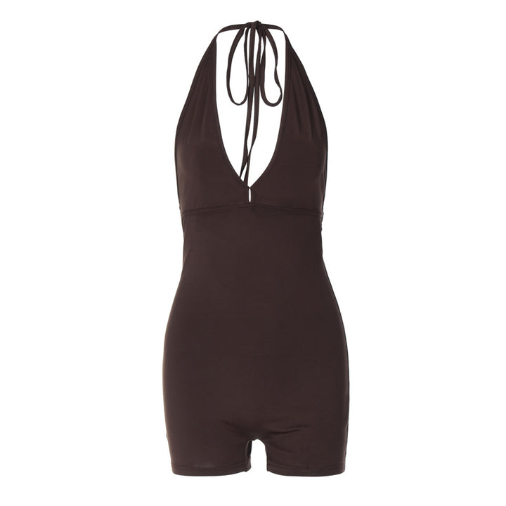 Damen eleganter Badeanzug mit tiefem V-Ausschnitt und abnehmbaren Trägern Echo Archiv