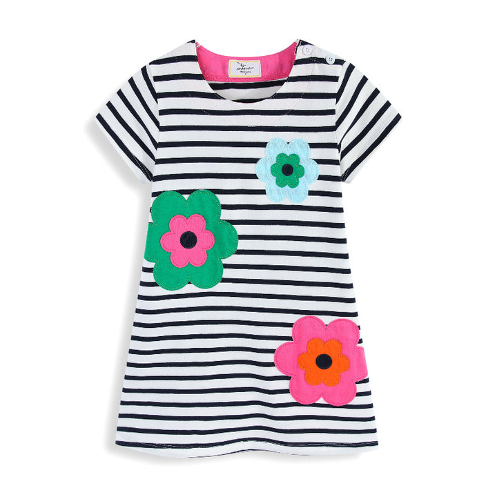 Mädchen T-Shirt Kleid mit bunten Blumenapplikationen Echo Archiv