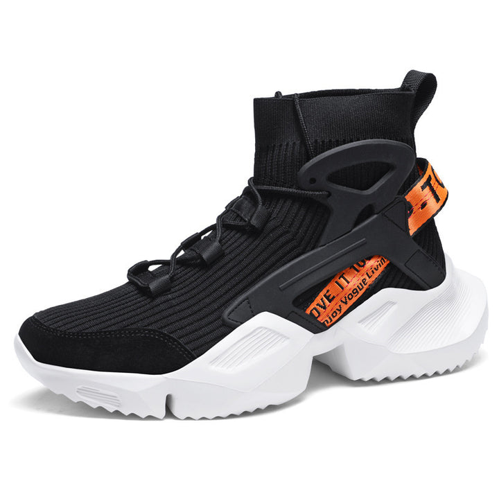 Herren Futuristische High-Top Strick-Sneaker mit Exoskelett-Fersenstütze Echoarchiv