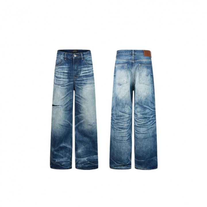 Damen taillenhohe Culotte-Jeans mit weitem Bein und ausgefransten Details Echo Archiv
