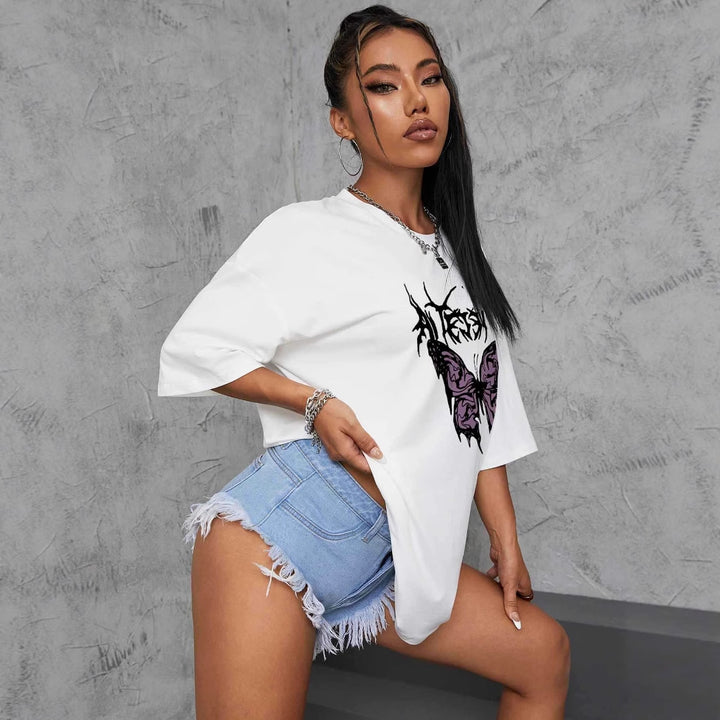 Damen oversized T-Shirt mit kreativem Schmetterlingsdesign Echo Archiv