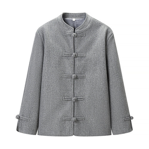 Damen Wolloptik-Kurzjacke mit Stehkragen und Knotenverschlüssen Echo Archiv